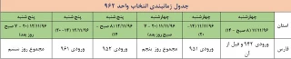 جدول زمانبندی انتخاب واحد 962