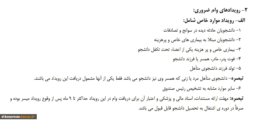 انواع تسهیلات وام های دانشجویی  5
