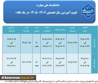 تقویم آموزشی 1406-1405